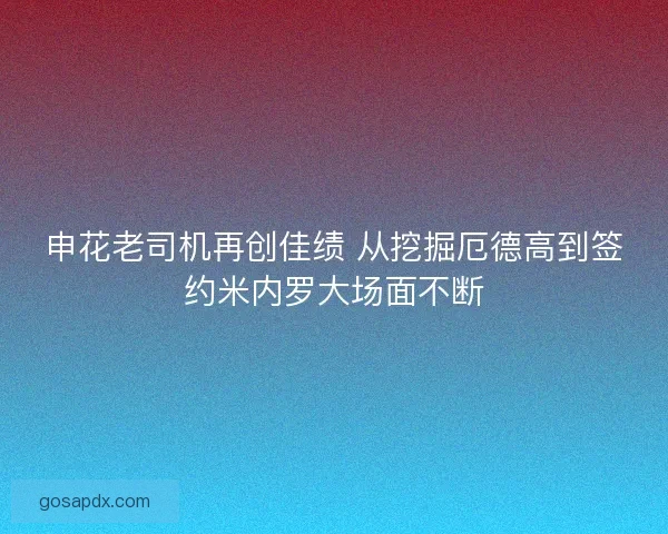 申花老司机再创佳绩 从挖掘厄德高到签约米内罗大场面不断