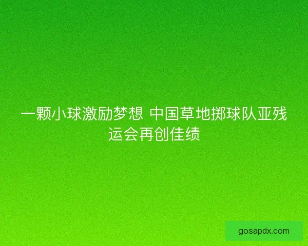 一颗小球激励梦想 中国草地掷球队亚残运会再创佳绩